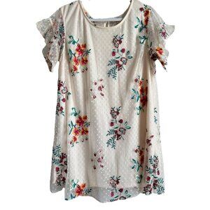 UMGEE‎ Women’s Chiffon Floral Embroidered Dot Sheer Dress/Tunic Size Large